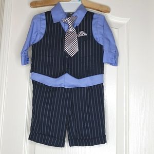 LIKE NEW DOCKERS BABY 4 PC BLUE STRIPED SUIT 3/6 MONTHS
